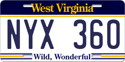 WV license plate NYX360