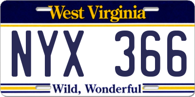 WV license plate NYX366