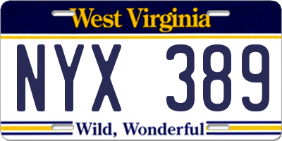 WV license plate NYX389