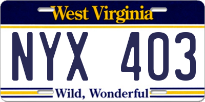 WV license plate NYX403