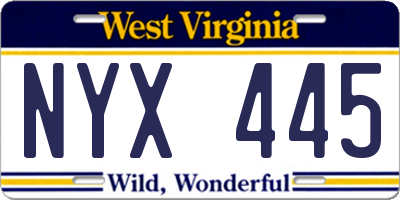 WV license plate NYX445