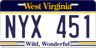 WV license plate NYX451