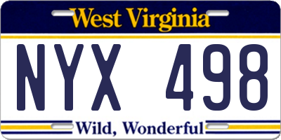 WV license plate NYX498