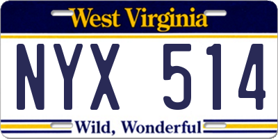 WV license plate NYX514