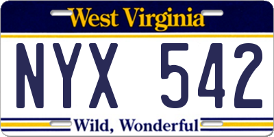 WV license plate NYX542