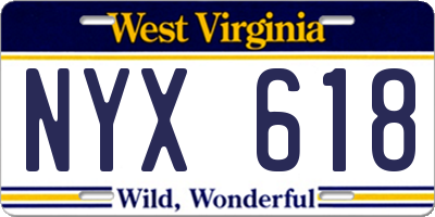 WV license plate NYX618