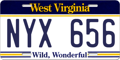 WV license plate NYX656