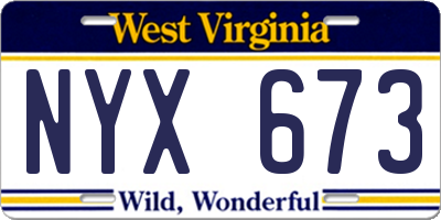WV license plate NYX673