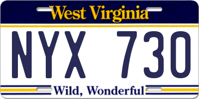 WV license plate NYX730