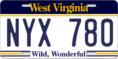WV license plate NYX780