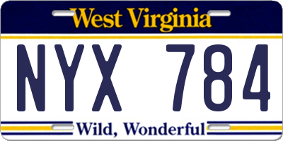WV license plate NYX784