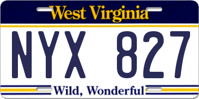 WV license plate NYX827