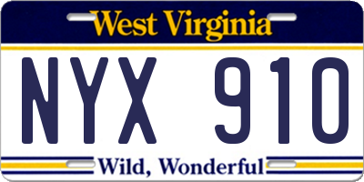 WV license plate NYX910