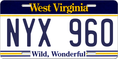 WV license plate NYX960