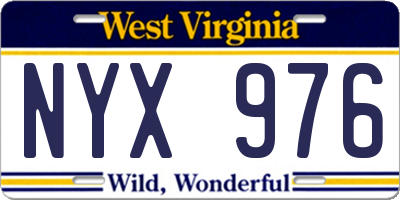 WV license plate NYX976