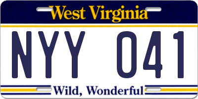 WV license plate NYY041