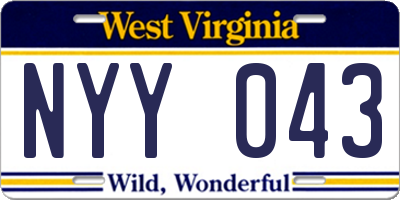 WV license plate NYY043