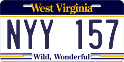 WV license plate NYY157
