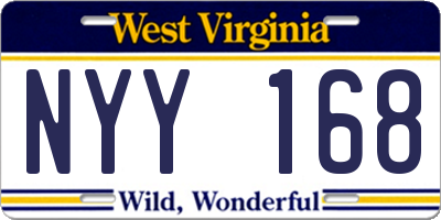 WV license plate NYY168