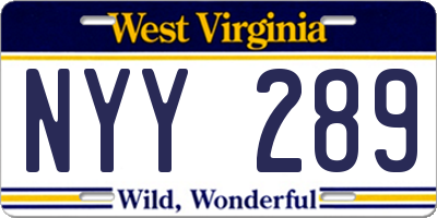 WV license plate NYY289
