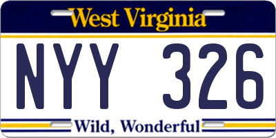 WV license plate NYY326