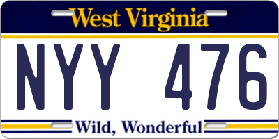 WV license plate NYY476