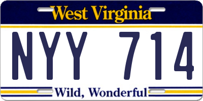 WV license plate NYY714