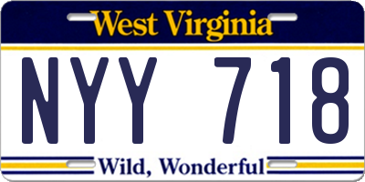 WV license plate NYY718