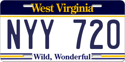 WV license plate NYY720