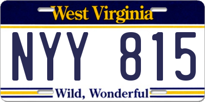 WV license plate NYY815