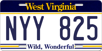 WV license plate NYY825