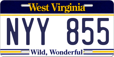 WV license plate NYY855