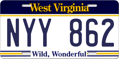 WV license plate NYY862
