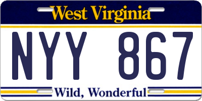 WV license plate NYY867