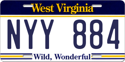 WV license plate NYY884