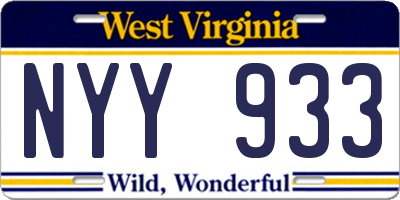 WV license plate NYY933