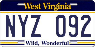 WV license plate NYZ092