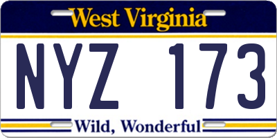 WV license plate NYZ173