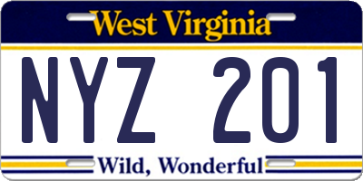 WV license plate NYZ201