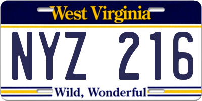 WV license plate NYZ216