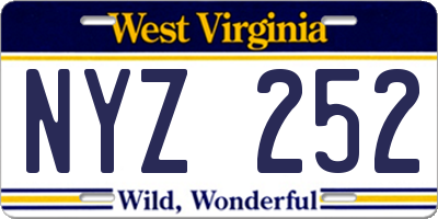 WV license plate NYZ252