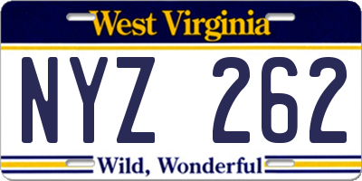 WV license plate NYZ262
