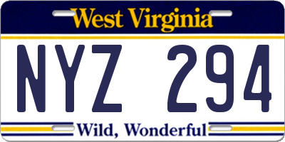 WV license plate NYZ294
