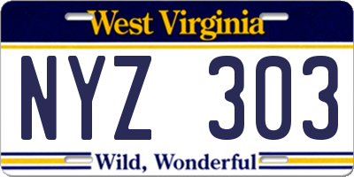 WV license plate NYZ303