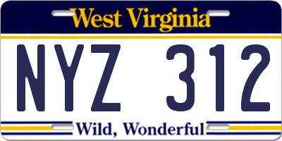 WV license plate NYZ312
