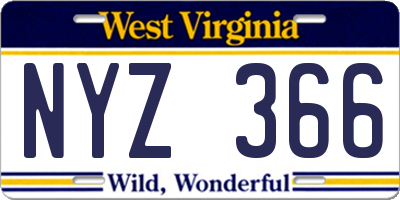 WV license plate NYZ366