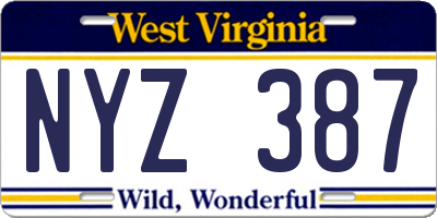 WV license plate NYZ387