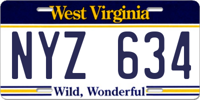 WV license plate NYZ634