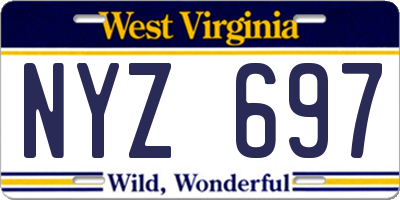 WV license plate NYZ697
