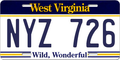 WV license plate NYZ726